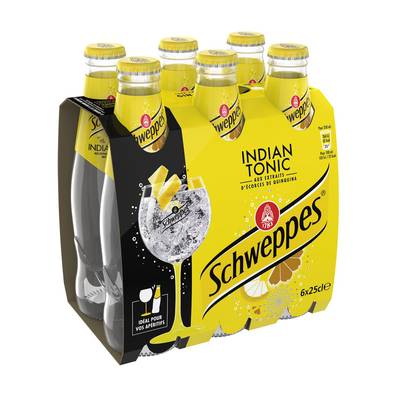 Schweppes Indian Tonic (bouteille verre), 6x25cl