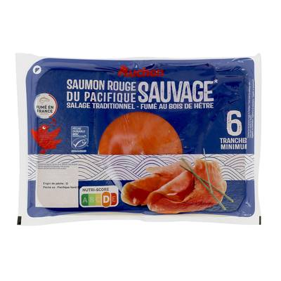 Auchan Saumon Fumé Sauvage, 6 tranches - 180g