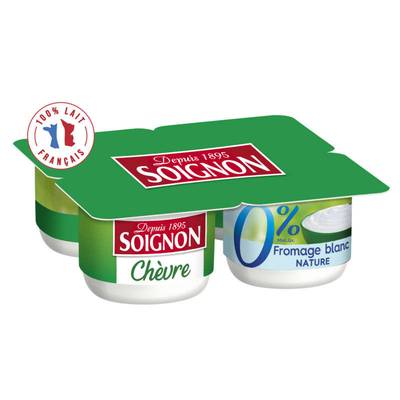 Soignon Fromage blanc au lait de chèvre 0%mg, 4x100g