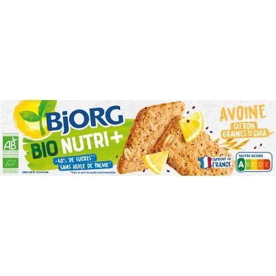 Bjorg Biscuit Avoine Citron Graine de Chia Bio Nutri+, 130g
