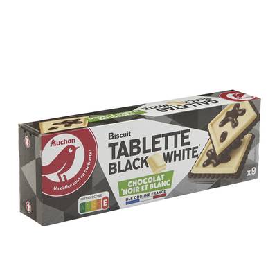 Auchan Biscuits cacaoté avec tablette de chocolat blanc et noir, 115g