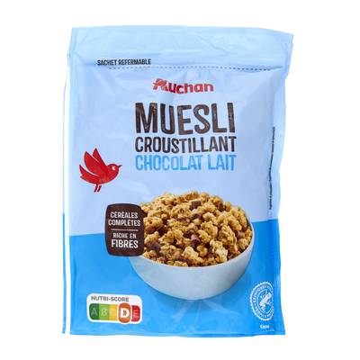 Auchan Muesli croustillant chocolat au lait, 450g