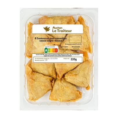 Auchan Samossa Crevette et sa Sauce Aigre Douce, 8 pièces - 200g