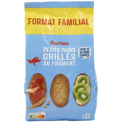 Auchan Petits pains grillés au froment sans huile de palme, 400g