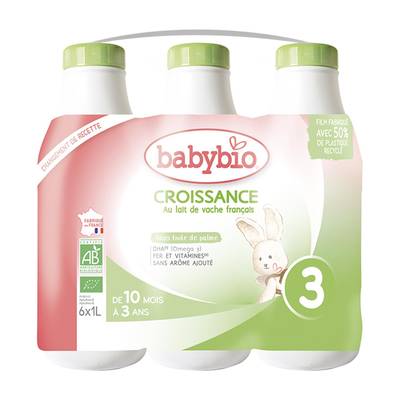 Babybio Lait de Croissance Bio 3 Liquide Bébé Dès 10 Mois, 6x1L