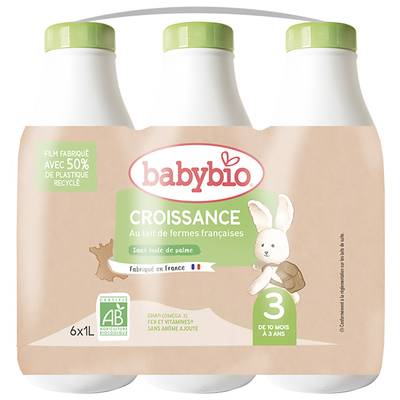 Babybio Lait de Croissance Bio 3 Liquide Bébé Dès 10 Mois, 6x1L