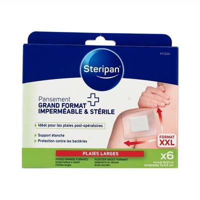 Steripan Pansement stérile imperméable grand format, 6 pièces