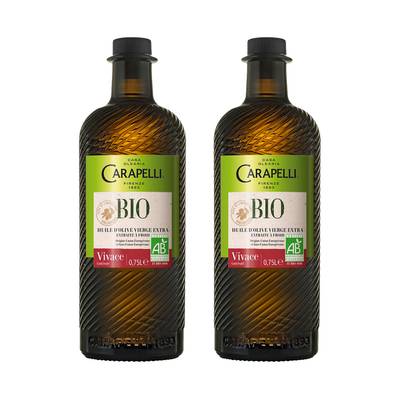 Carapelli Huile d'Olive Vierge Extra Vivace Bio Fruitée, Lot de 2x75cl
