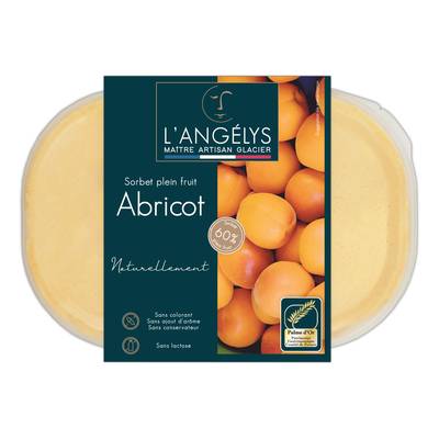 L'Angelys Sorbet plein fruit Abricot (60%), 500g