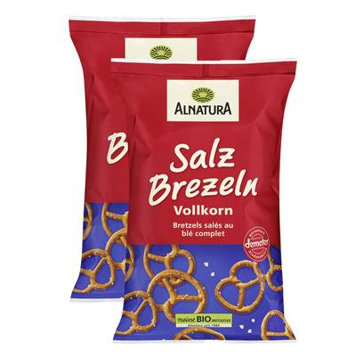 Alnatura Bretzels bio salés au blé complet, Lot de 2x125g