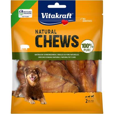 Vitakraft Natural Chews Oreilles de Cochon- Friandise Récompense pour chien, 2x22g