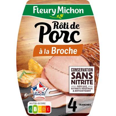 Fleury Michon Rôti de Porc à la Broche, Conservation Sans Nitrites, 4 tranches - 140g