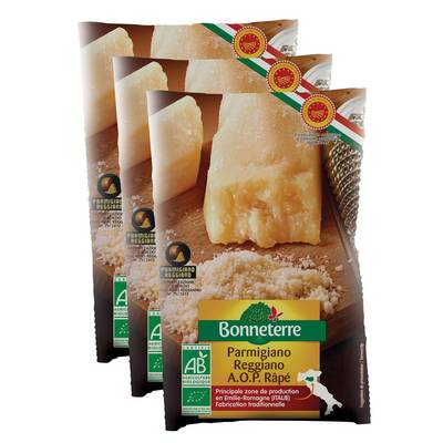 Bonneterre Parmesan AOP Rapé bio, 3x50g