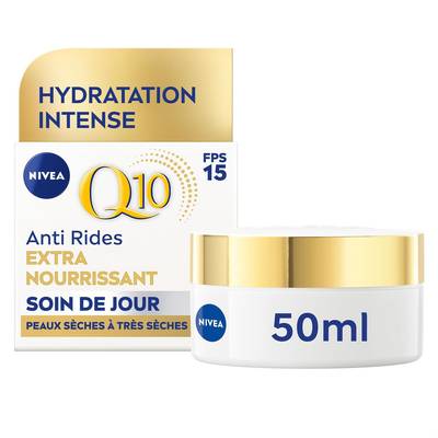 Nivea Soin Visage de Jour Réparateur Q10 Anti-Rides Extra Nourrissant FPS 15, 50ml