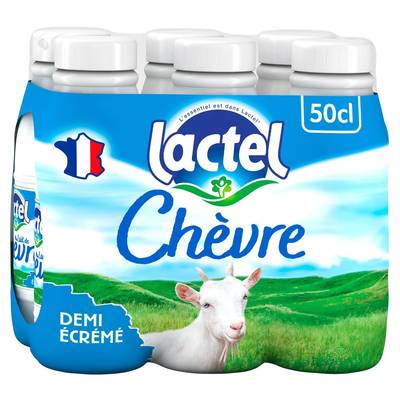 Lactel Lait de chèvre 1/2 écrémé stérilisé UHT, 6x50cl