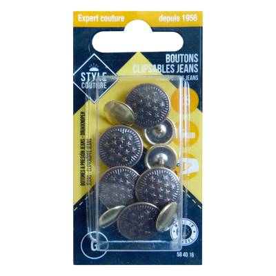 Style couture Bouton clipsables jean, 5  pièces