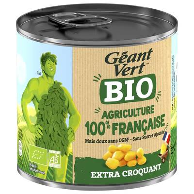 Géant Vert Maïs doux extra croquant Sans Résidu de Pesticides Bio, 285g