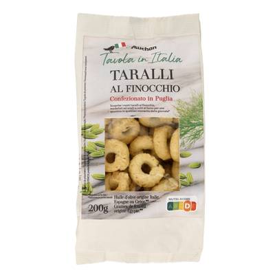Auchan Tavola In Italia Taralli au fenouil - Biscuits salés, 200g