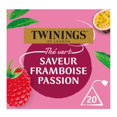 Twinings Thé vert Framboise Passion x20, 20 sachets