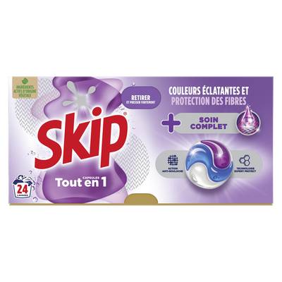 Skip Lessive capsule tout en 1 Soin Complet, 24 capsules