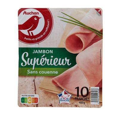Auchan Jambon Supérieur Sans Couenne, 10 tranches - 400g