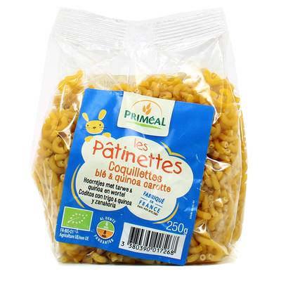 Priméal Les patinettes, coquillettes quinoa carotte, bio, 250g