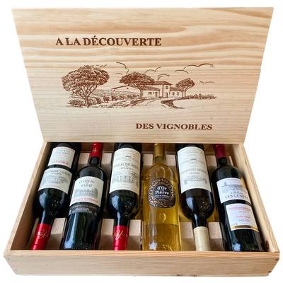 Bordeaux AOP Découverte du vignoble Bordelais 6x75cl, Détail de la caisse en cliquant sur la photo