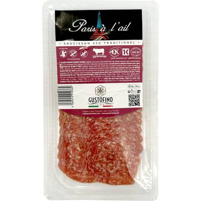 Gustofino Saucisson Sec à l'Ail, Tranché, 80g