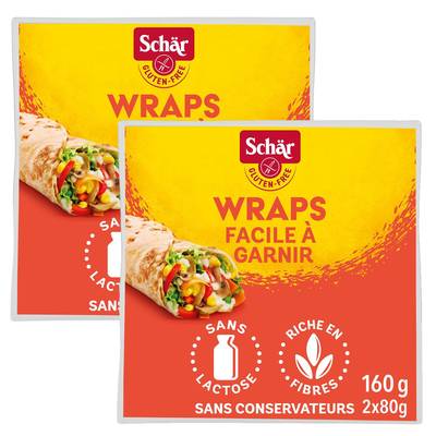 Schär Tortilla Wraps sans gluten, Lot de 2x2x80g