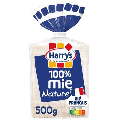 Harrys Pain de Mie Nature Grande Tranche 100% Mie Sans Croute, 12 tranches - 500g