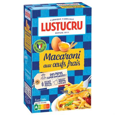 Lustucru Pâtes Macaroni courts aux Oeufs Frais, 250g