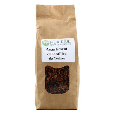 Huilerie Plaine de Versailles Assortiment de Lentilles cultivées dans les Yvelines, 500g