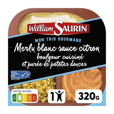 William Saurin - Mon Trio Gourmand Merlu sauce citron, boulgour cuisiné et purée de patates douces, 320g