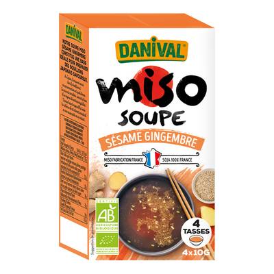 Danival Soupe Miso sésame gingembre bio, 4x10g