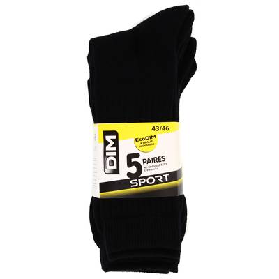 Dim Mi-chaussettes homme noir, Taille 43/46 5 paires
