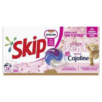 Skip Lessive Capsule 3 en1 Touche de Cajoline, 24 capsules