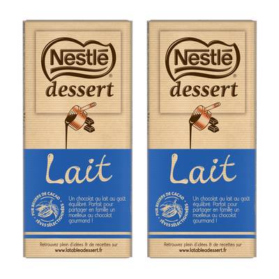 Nestlé Dessert Chocolat à pâtisser au lait, 2x170g