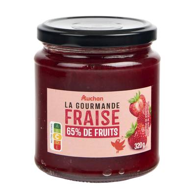 Auchan La Gourmande confiture de fraise 65% de fruits, 320g