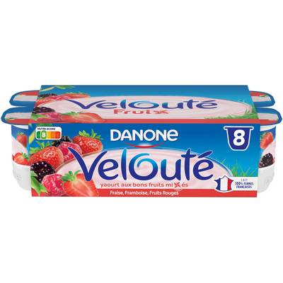 Velouté Fruix Yaourts aux Fruits Rouges Brassés, 8x125g