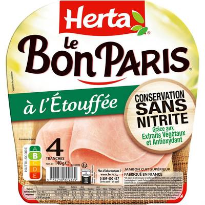 Herta Jambon Le Bon Paris, Conservation Sans Nitrites, 4 tranches - 140g