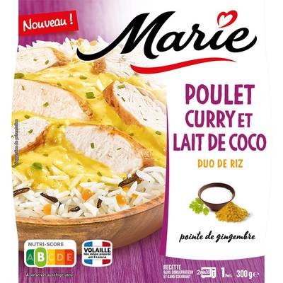 Marie Poulet Curry Lait de Coco, Duo de Riz et Pointe de Gingembre, 300g