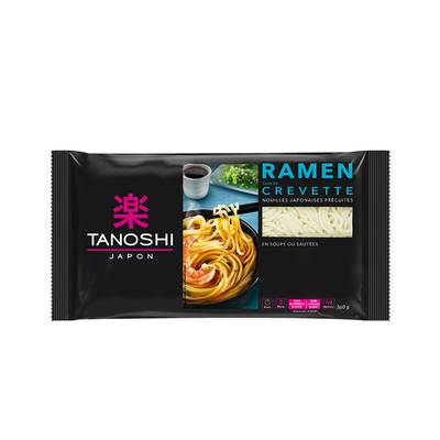 Tanoshi - Japon Ramen Saveur Crevettes Nouilles Japonaises Précuites, 360g