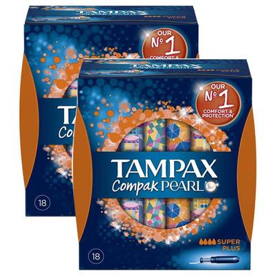 Tampax Tampon super + avec applicateur, Lot de 2x18 pièces