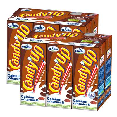 Candy-Up Boisson lactée chocolat UHT, 2 packs de 6x20 cl