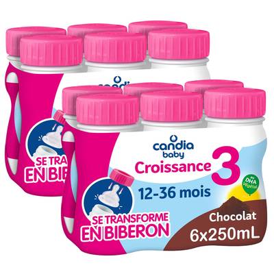 Candia Baby Lait de Croissance 3ème âge Liquide Chocolat Bébé Dès 10 Mois, Lot de 2x6x25cl