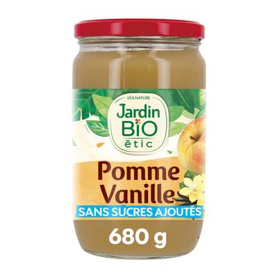 Jardin Bio Etic Purée de Pomme Vanille Bourbon Bio sans sucres ajoutés, 680g