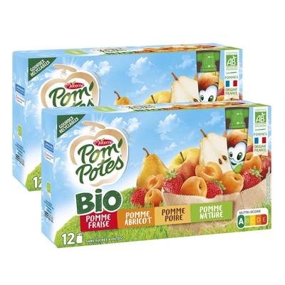 Pom Potes Multivariétés sans sucres ajoutés bio, 2x12 gourdes