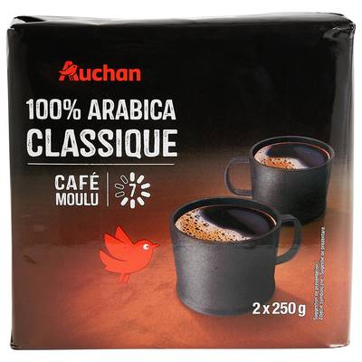 Auchan Café moulu classico 100% arabica intensité 7, 2x250g