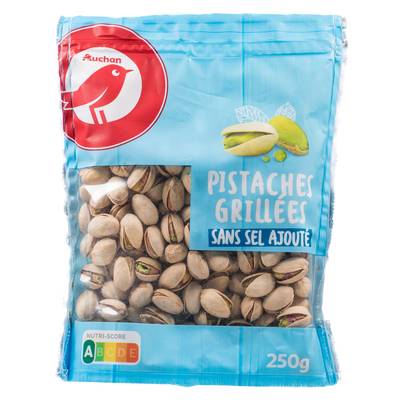Auchan Pistaches Grillées Sans Sel Ajouté, 250g