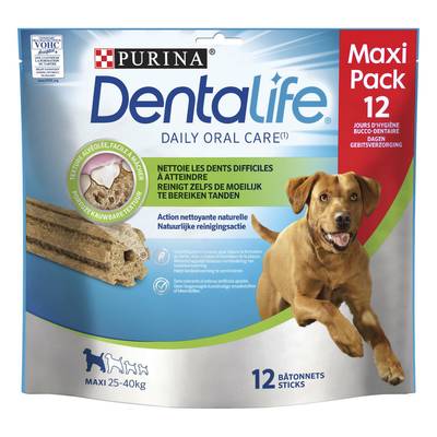 Purina - Dentalife Bâtonnets à mâcher Hygiène Bucco Dentaire - Récompense friandise pour chien adulte maxi x12, 426g